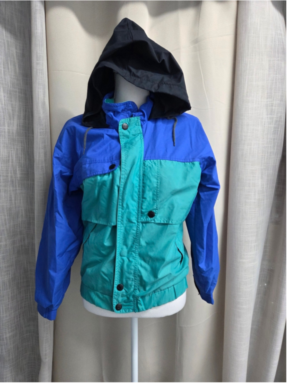 Vintage Pacific Trail Charger Colorblock Windbreaker Jacket Size 14 Blue Teal